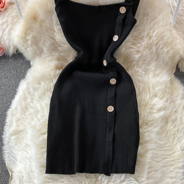 Camisole Dress for Women Summer New Small Tube Top Stretch Knitted Base Narrow Sleeveless Dress - Image 5