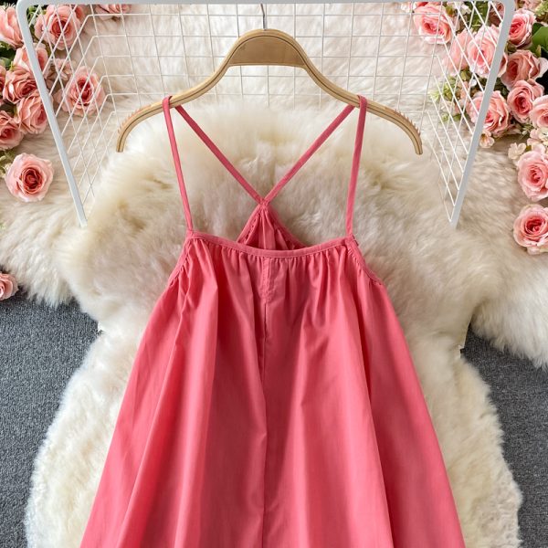 First love girl holiday suspender beautiful back beach dress new female summer seaside photo and put on long skirt halter dress - Image 3