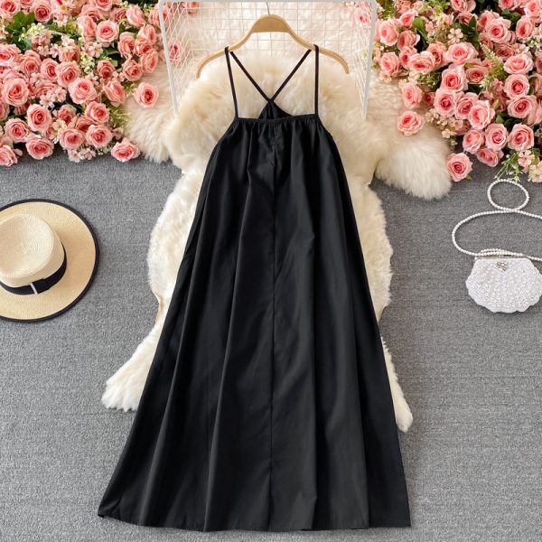 First love girl holiday suspender beautiful back beach dress new female summer seaside photo and put on long skirt halter dress - Image 5