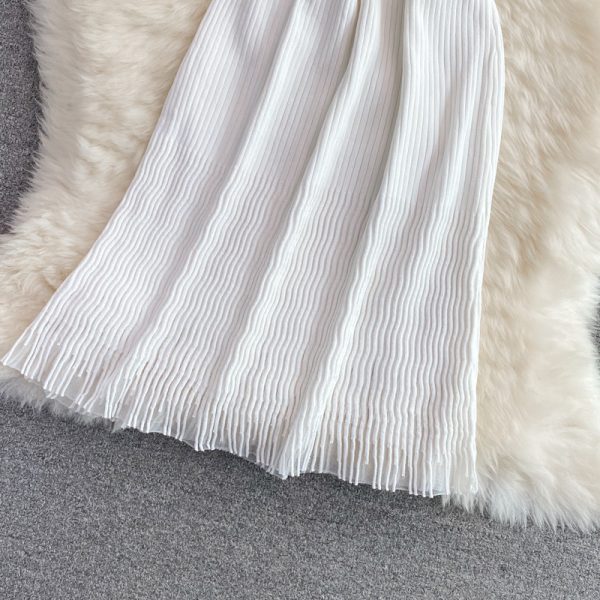 Summer Gentle Fresh Sweet First Love Slim White Dress Small round Neck Stretch Knitted Dress Short Sleeve Women - Image 4